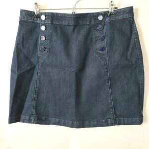 Ann Taylor LOFT Womens Sailor Denim Mini Skirt Size 0 Dark Wash Jeans Stretch